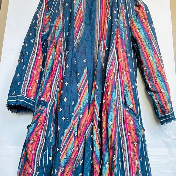 World Market Boho Linen Tribal Print Kimono size S/M - Picture 4 of 9
